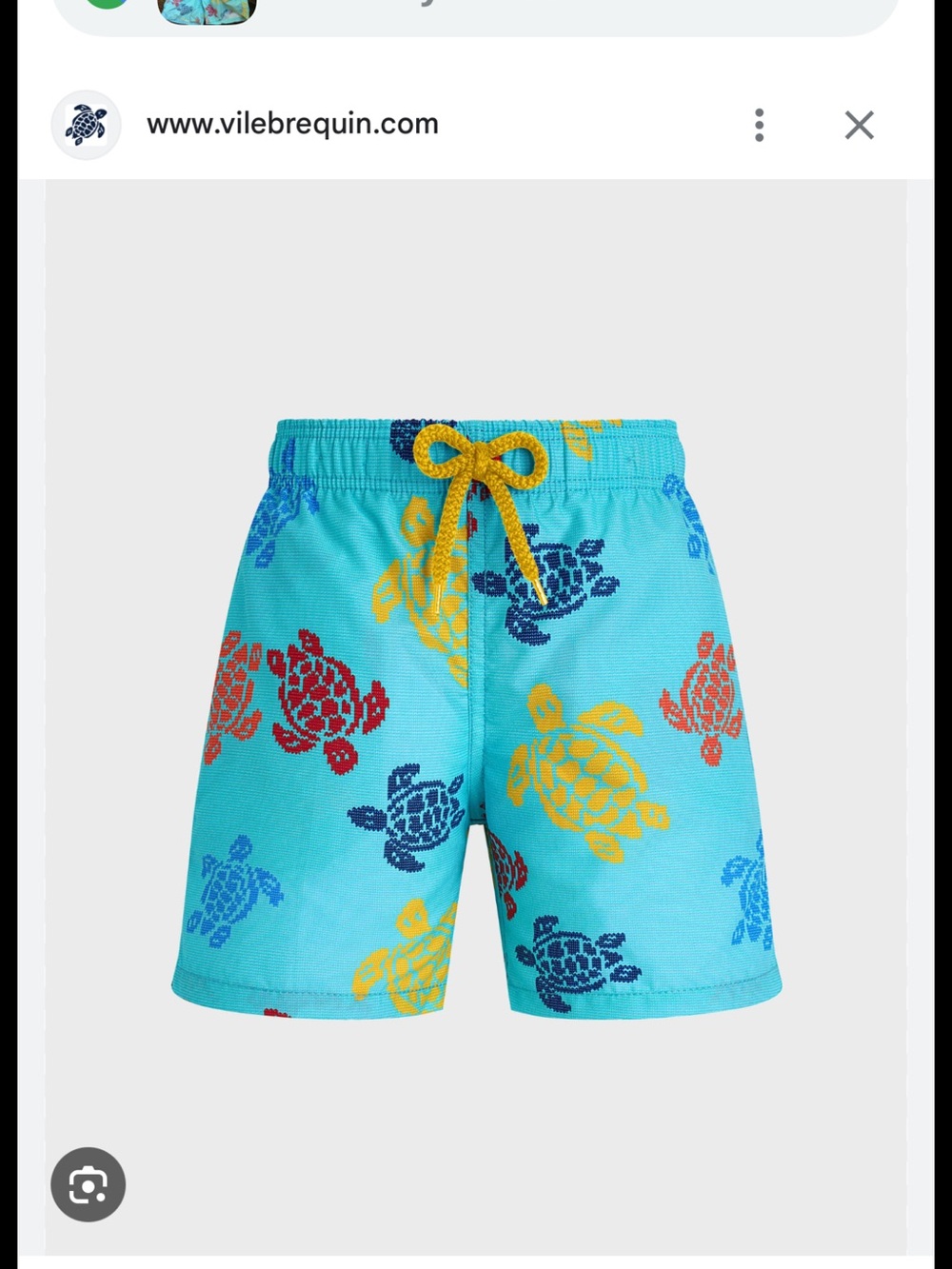 Vilebrequin Aqua Turtle Swim Shorts with Yellow Drawstring
